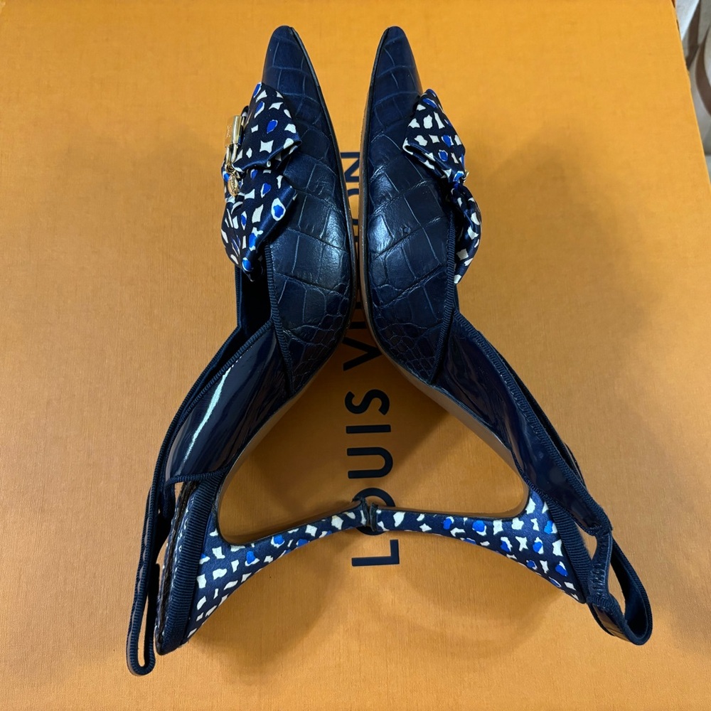 🆕Louis Vuitton padlock alligator leather slingback shoes - Picture 4 of 7